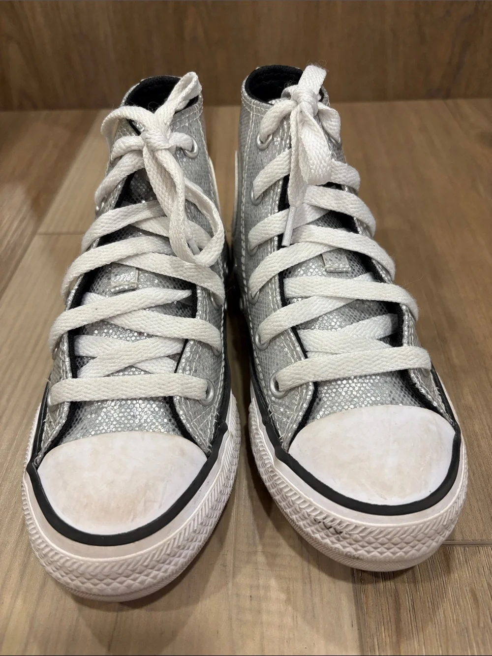 Converse Chuck Taylor Glitter All Star EVA Lift Hi Silver/White/Barely Grey 11